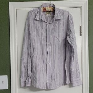 Sonoma Men's Striped Button-Down Shirt - White and Blue